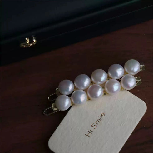 Classic Five-Pearl Hair Barrette Clip